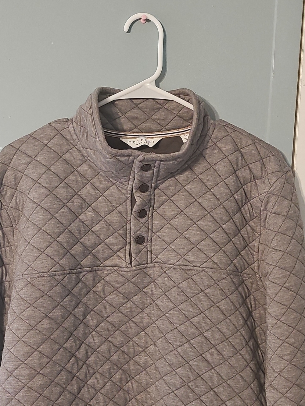 OutPost Makers Outfitters Quilted Gray Men's Crewneck Pullover